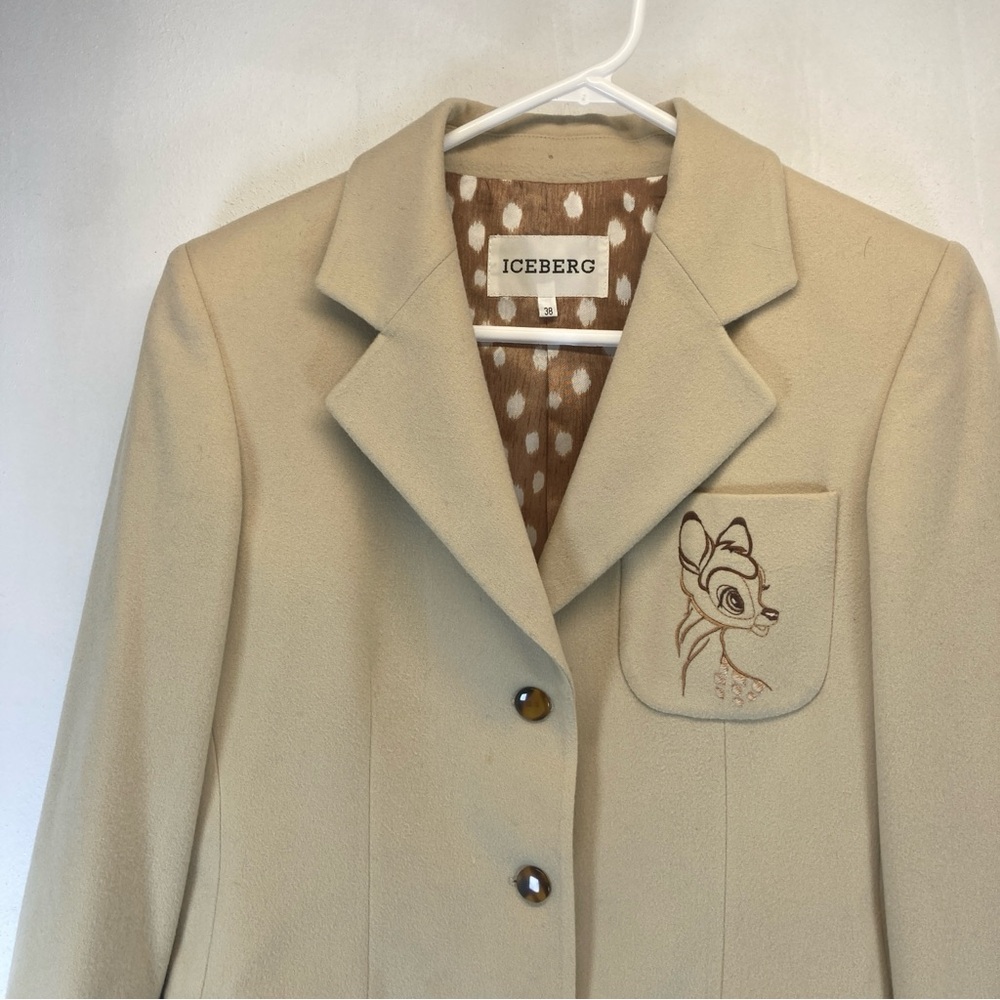 ICEBERG Vintage Disney Bambi Jacket Blazer Coat Cashmere Wool Beige Size 38 - Picture 2 of 15